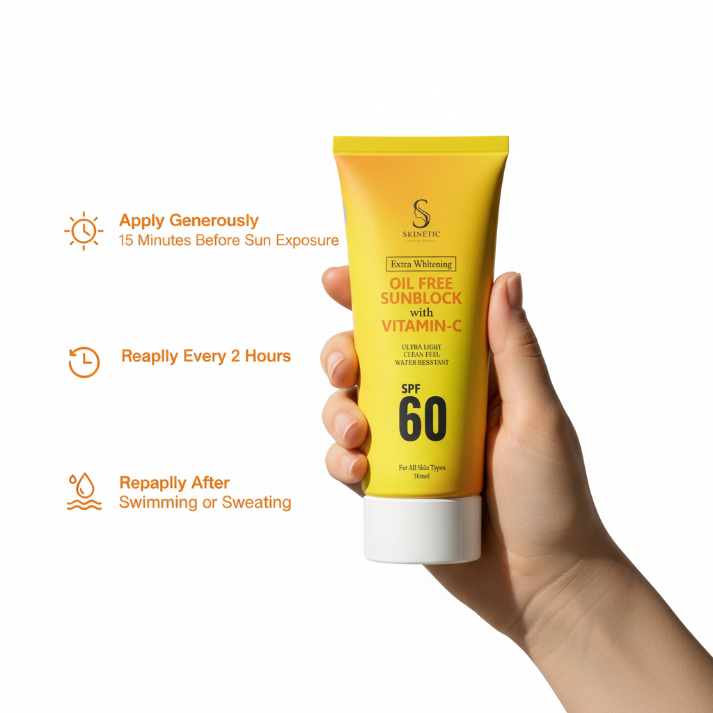 Hand Holding with Sunblock Usage Instructions