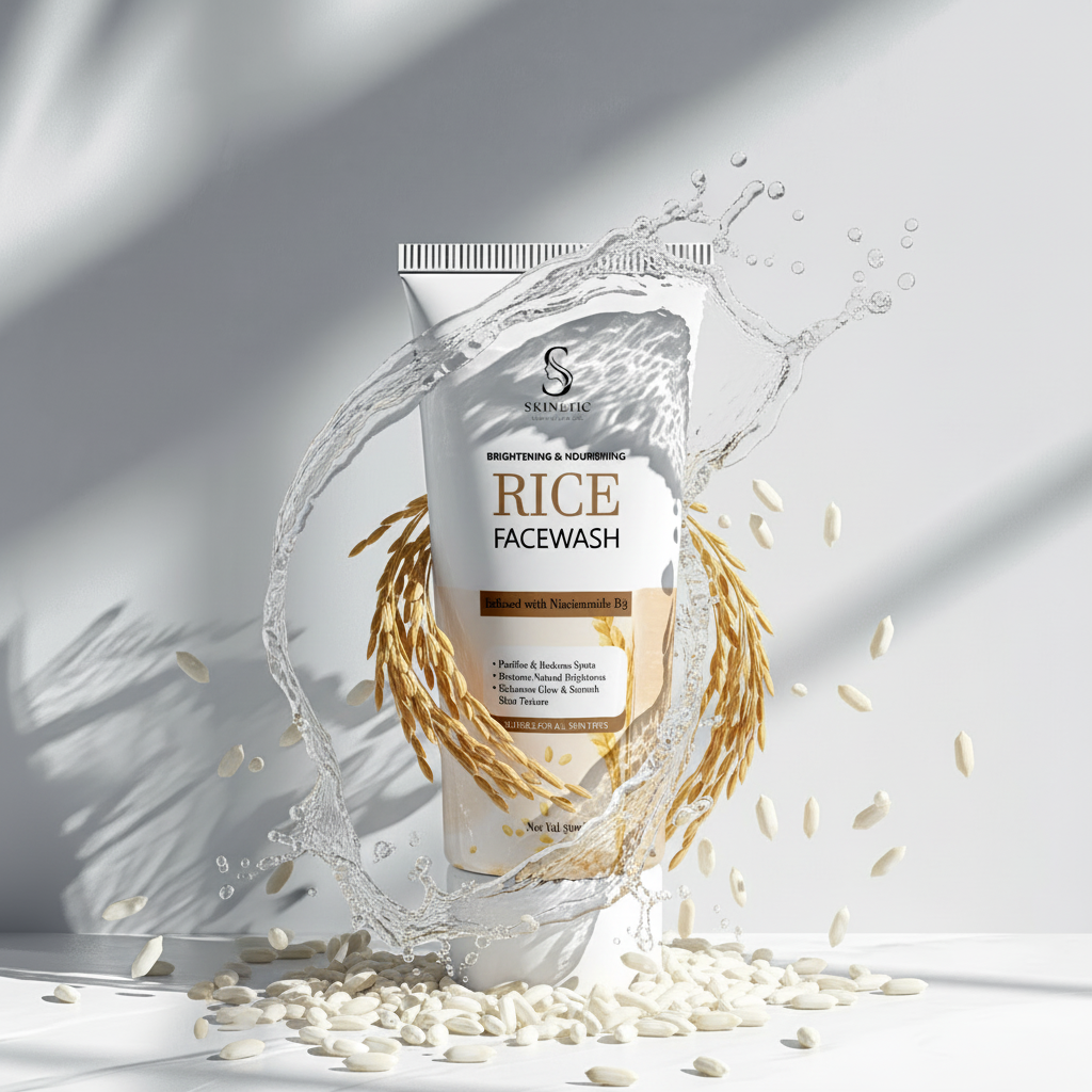 Product with Rice Grains & Water Splash