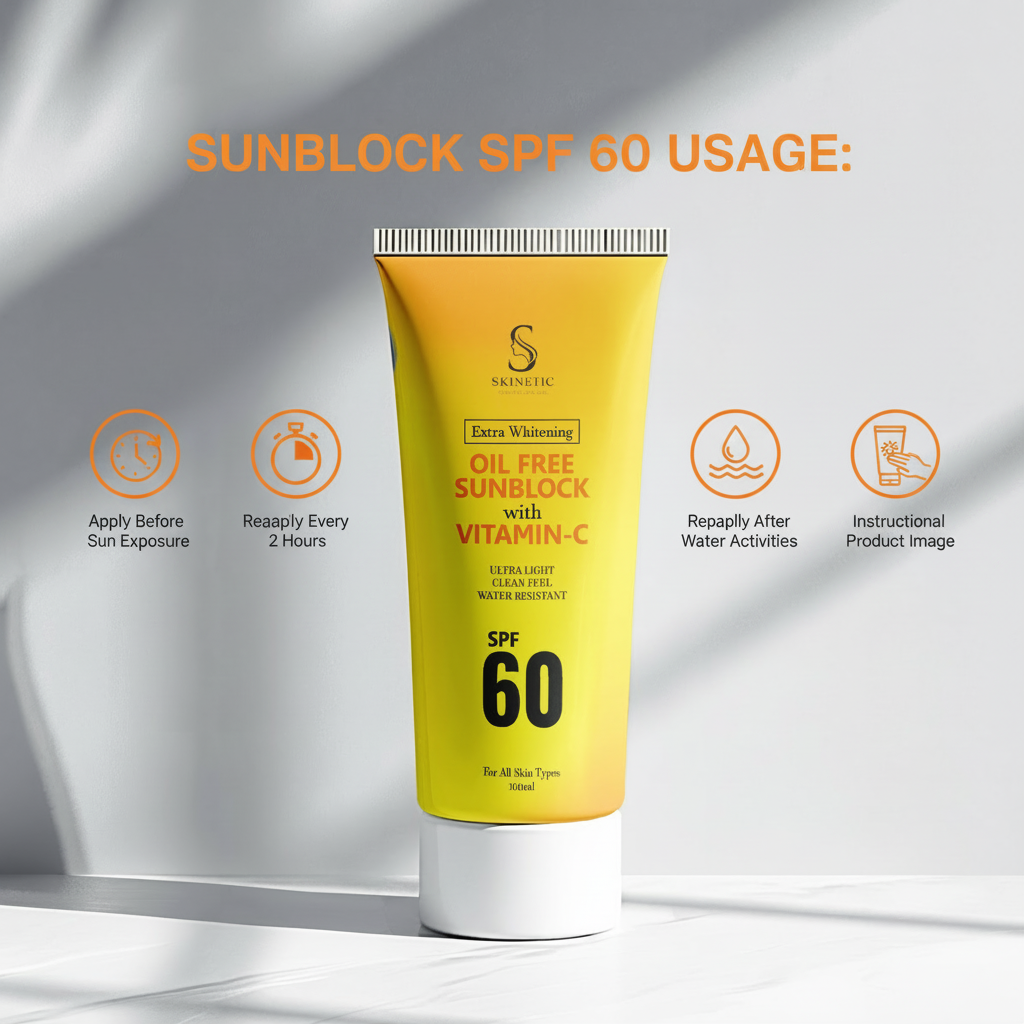 Sunblock Usage Instructions with Icons